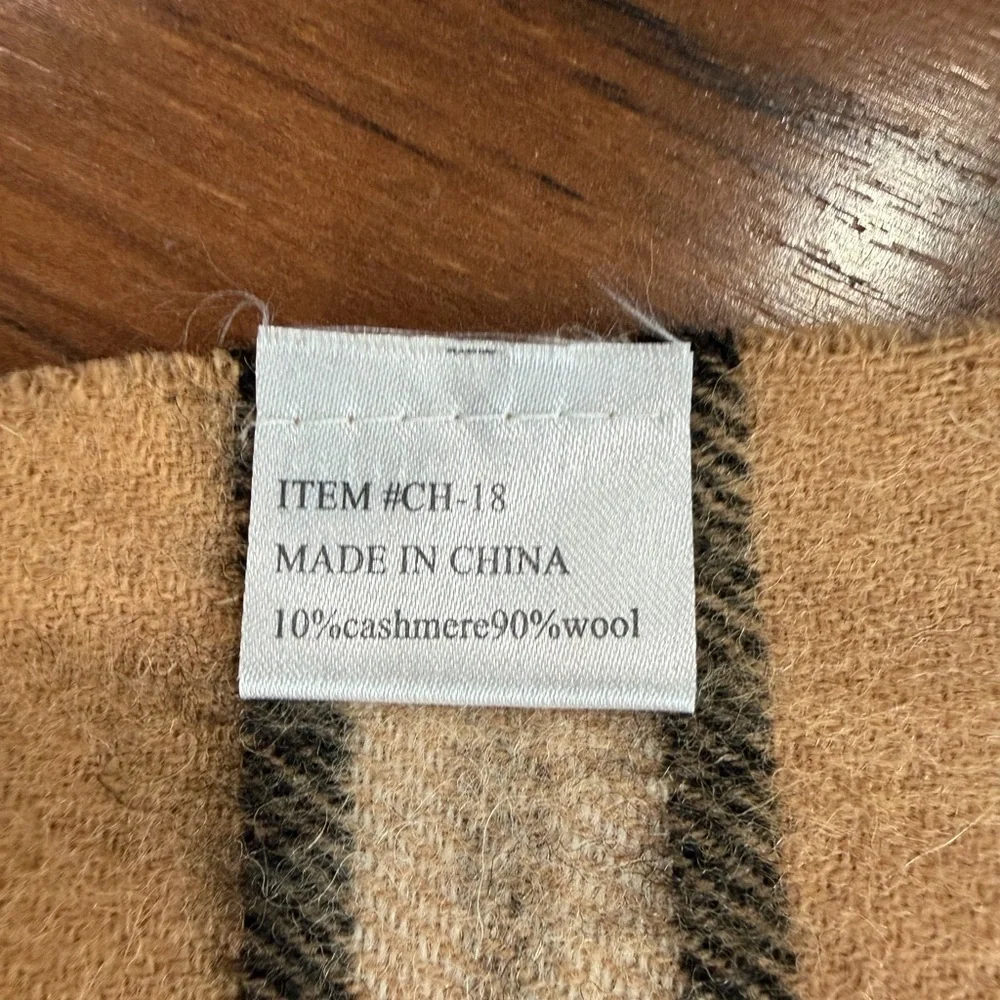 Wool Cashmere Fringe Plaid scarf